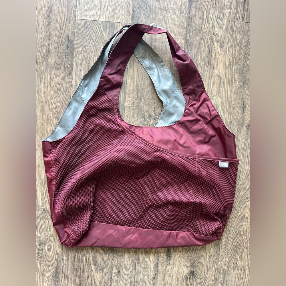 The North Face Burgundy and Gray Tote Bag